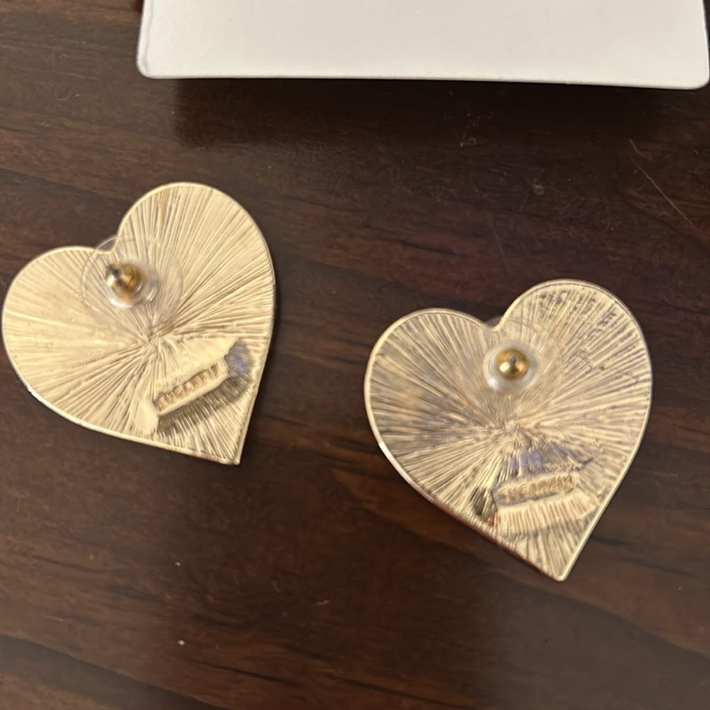 BaubleBar earrings lot - 2 pairs- Crystal Strawberry and silver/gold hearts - Picture 2 of 3